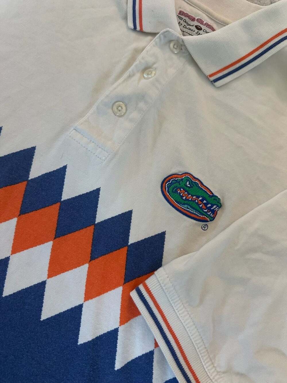 L Vintage Boca Classics by Delmar Sportswear Florida Gators Argyle Pattern Polo